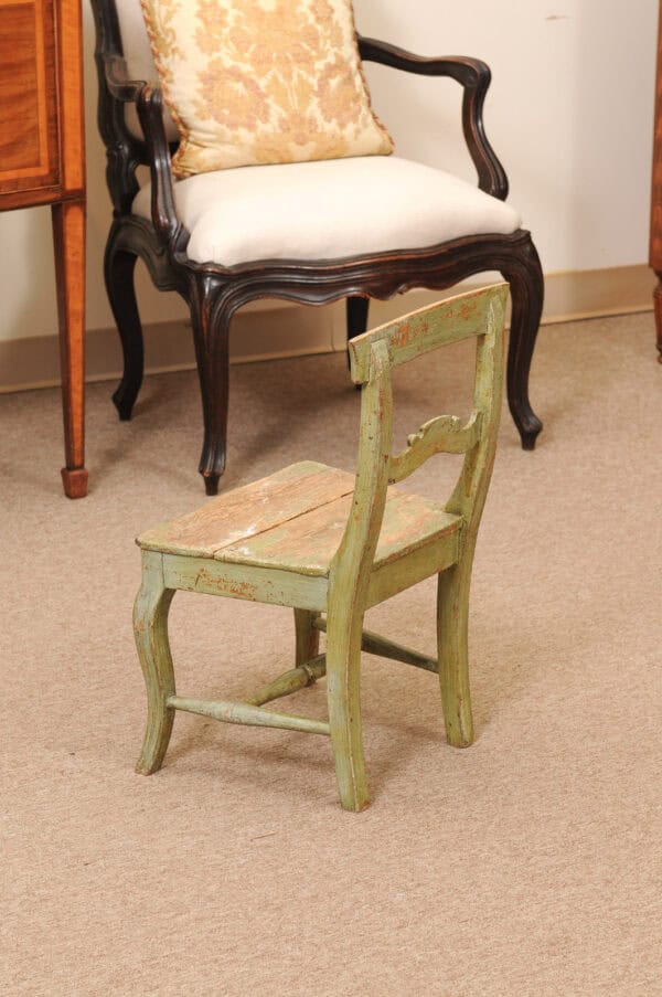 19th Century Swedish Green Painted Wood Child's Chair - Image 9