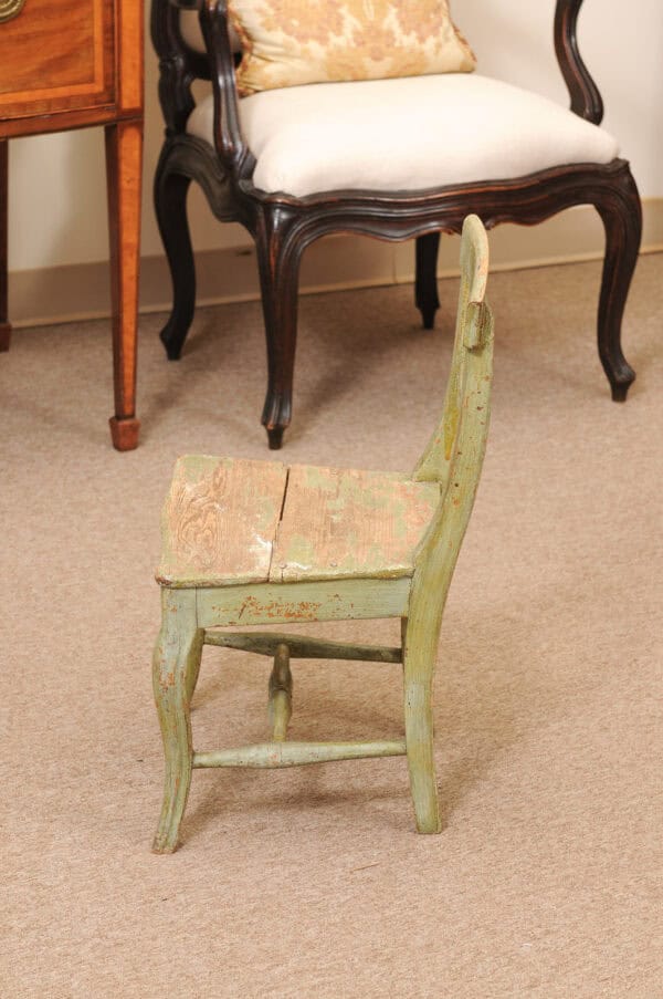 19th Century Swedish Green Painted Wood Child's Chair - Image 10
