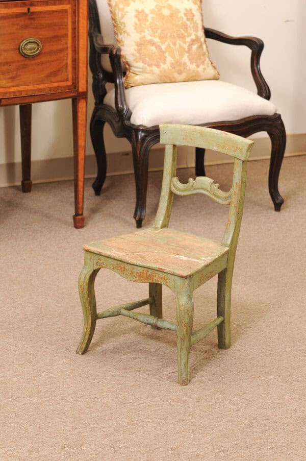19th Century Swedish Green Painted Wood Child's Chair - Image 11
