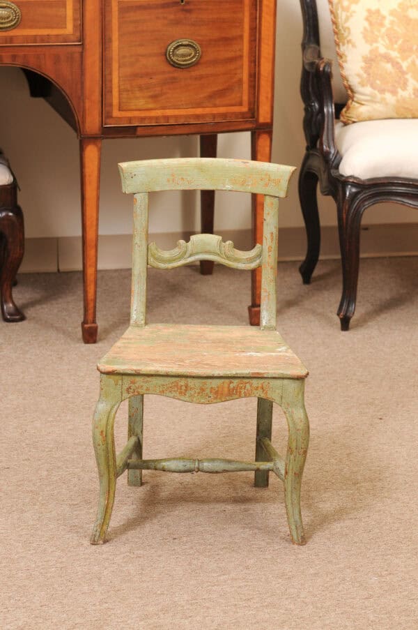 19th Century Swedish Green Painted Wood Child's Chair - Image 12