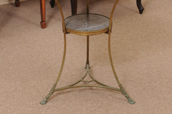 19th Century French Louis XVI Style Gueridon in Bronze with Grey Marble Top and Rams Head Detail - Image 5