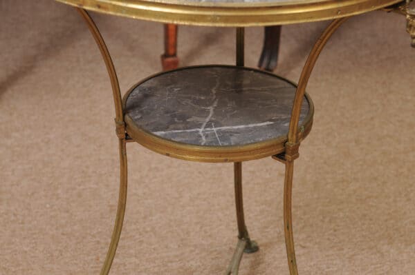 19th Century French Louis XVI Style Gueridon in Bronze with Grey Marble Top and Rams Head Detail - Image 6