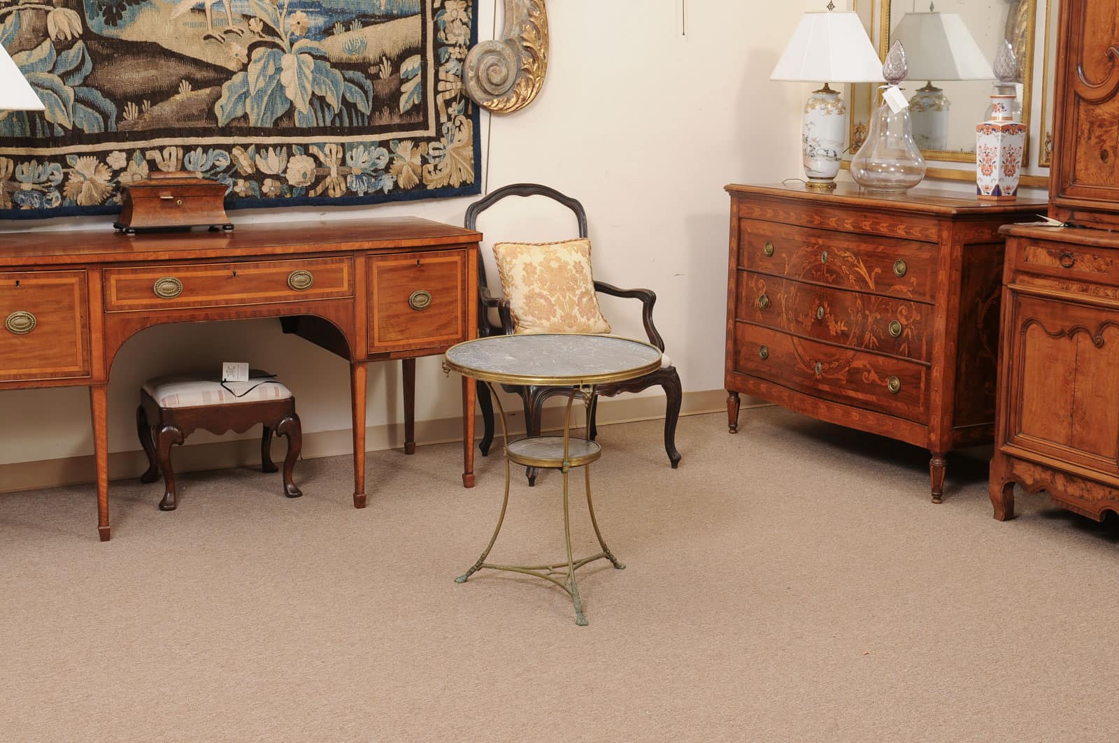 19th Century French Louis XVI Style Gueridon in Bronze with Grey Marble Top and Rams Head Detail - Image 11