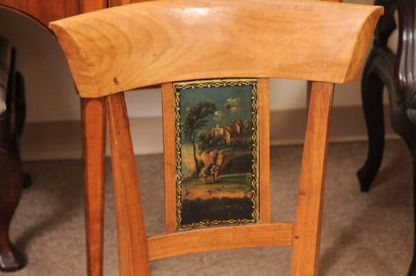 Pair of French Directoire Side Chairs with Rush Seats & Painted Backsplats, ca. 1800 - Image 7