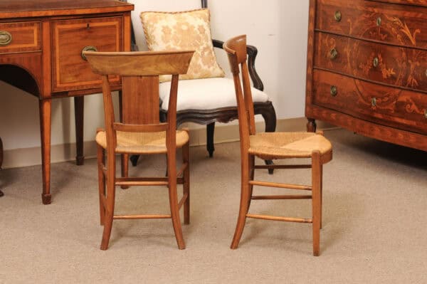 Pair of French Directoire Side Chairs with Rush Seats & Painted Backsplats, ca. 1800 - Image 9