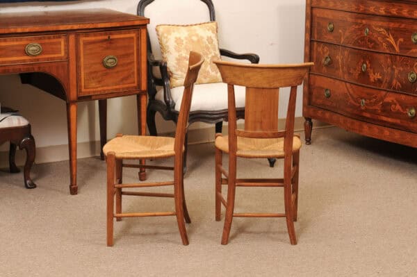 Pair of French Directoire Side Chairs with Rush Seats & Painted Backsplats, ca. 1800 - Image 11