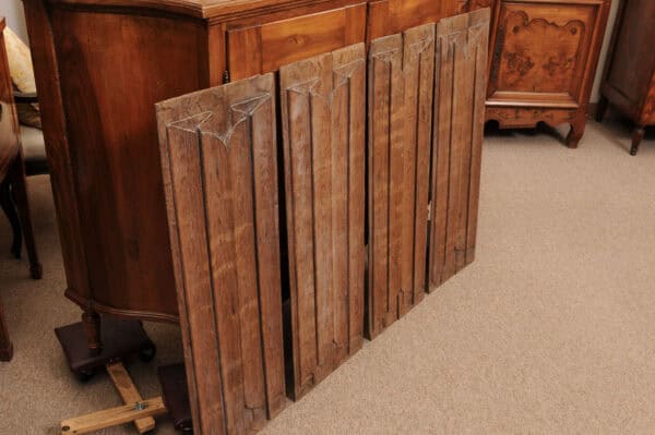 Set of 4 17th Century French Linen Fold Carved Oak Panels. PRICED PER PAIR. - Image 10