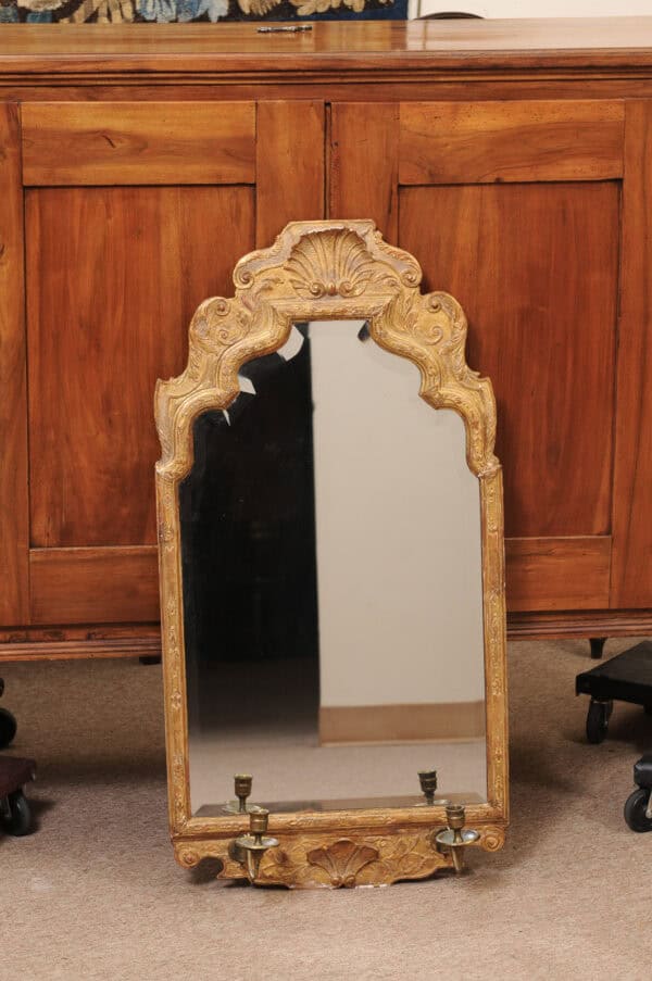 18th Century English Queen Anne Giltwood Mirror with Mercury Glass with Hand Bevel - Image 3