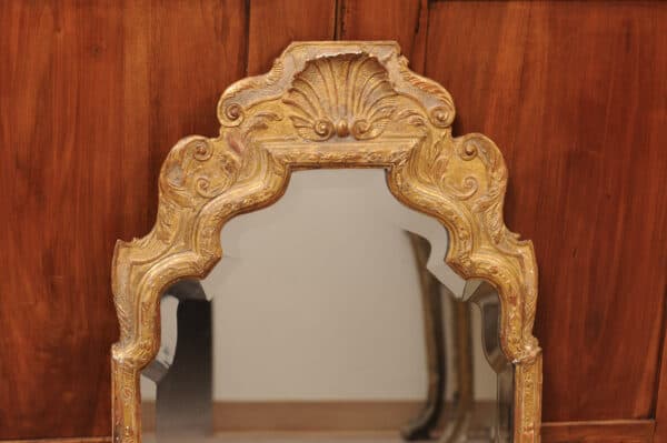 18th Century English Queen Anne Giltwood Mirror with Mercury Glass with Hand Bevel - Image 5