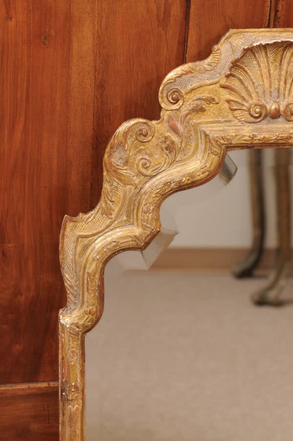 18th Century English Queen Anne Giltwood Mirror with Mercury Glass with Hand Bevel - Image 6