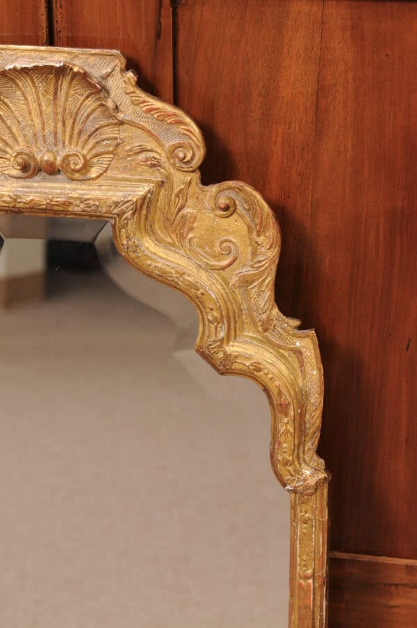 18th Century English Queen Anne Giltwood Mirror with Mercury Glass with Hand Bevel - Image 7