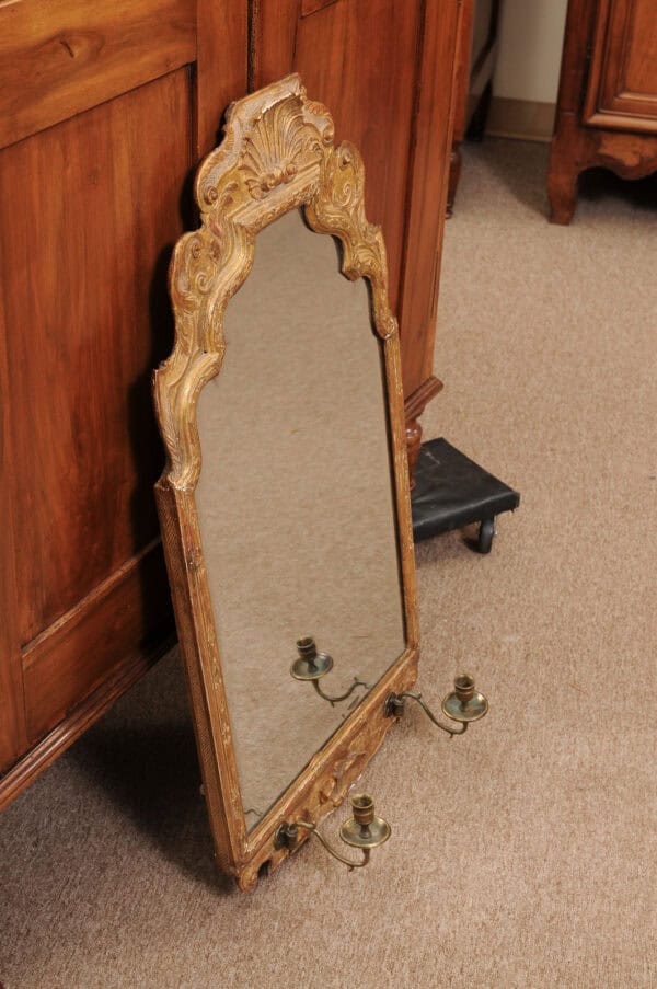 18th Century English Queen Anne Giltwood Mirror with Mercury Glass with Hand Bevel - Image 10