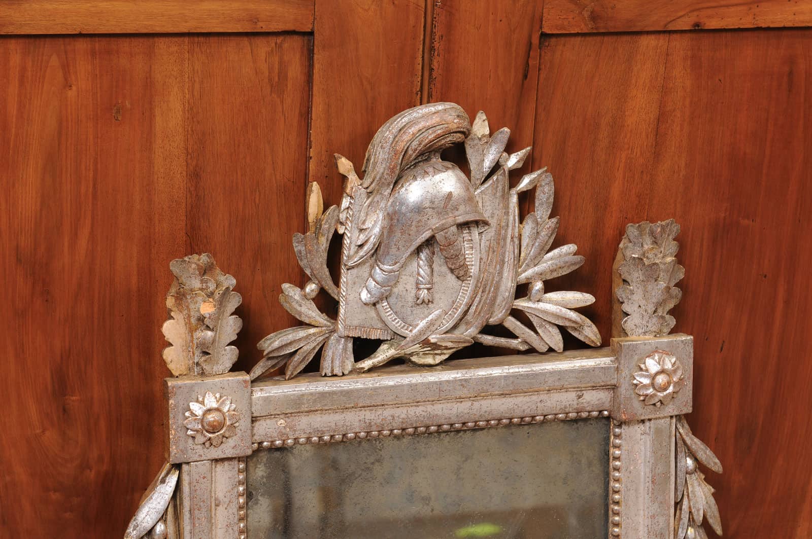 Late 18th Century French Louis XVI Silver Giltwood Mirror - Image 4