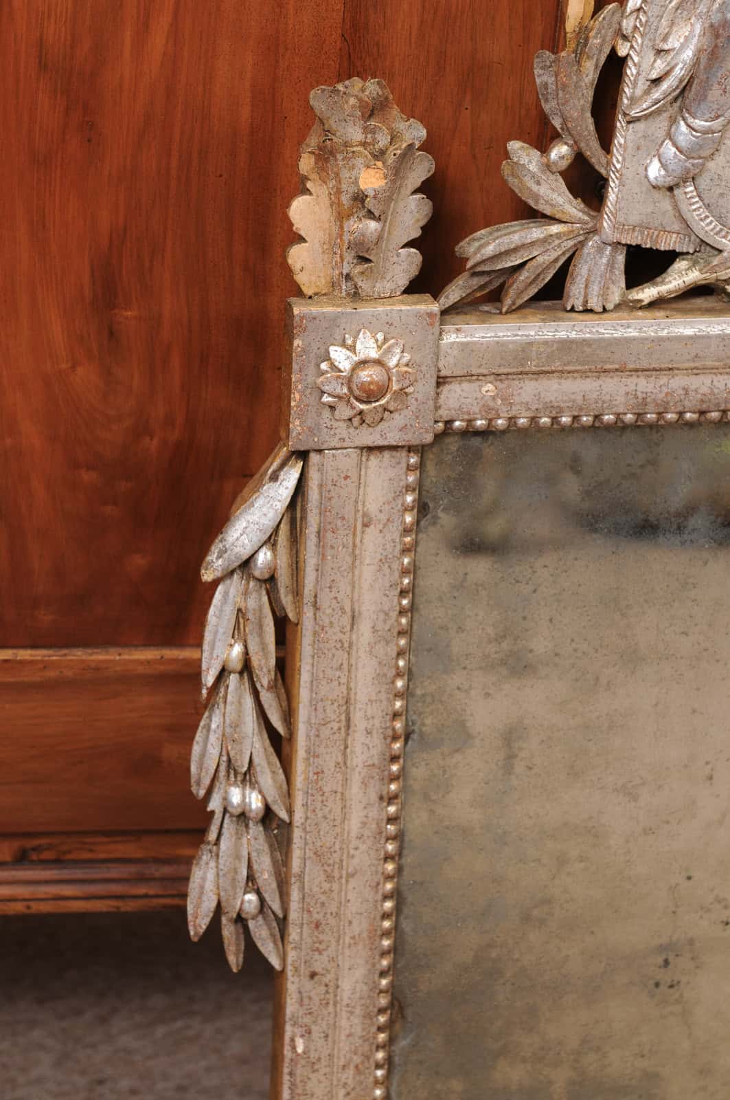 Late 18th Century French Louis XVI Silver Giltwood Mirror - Image 6
