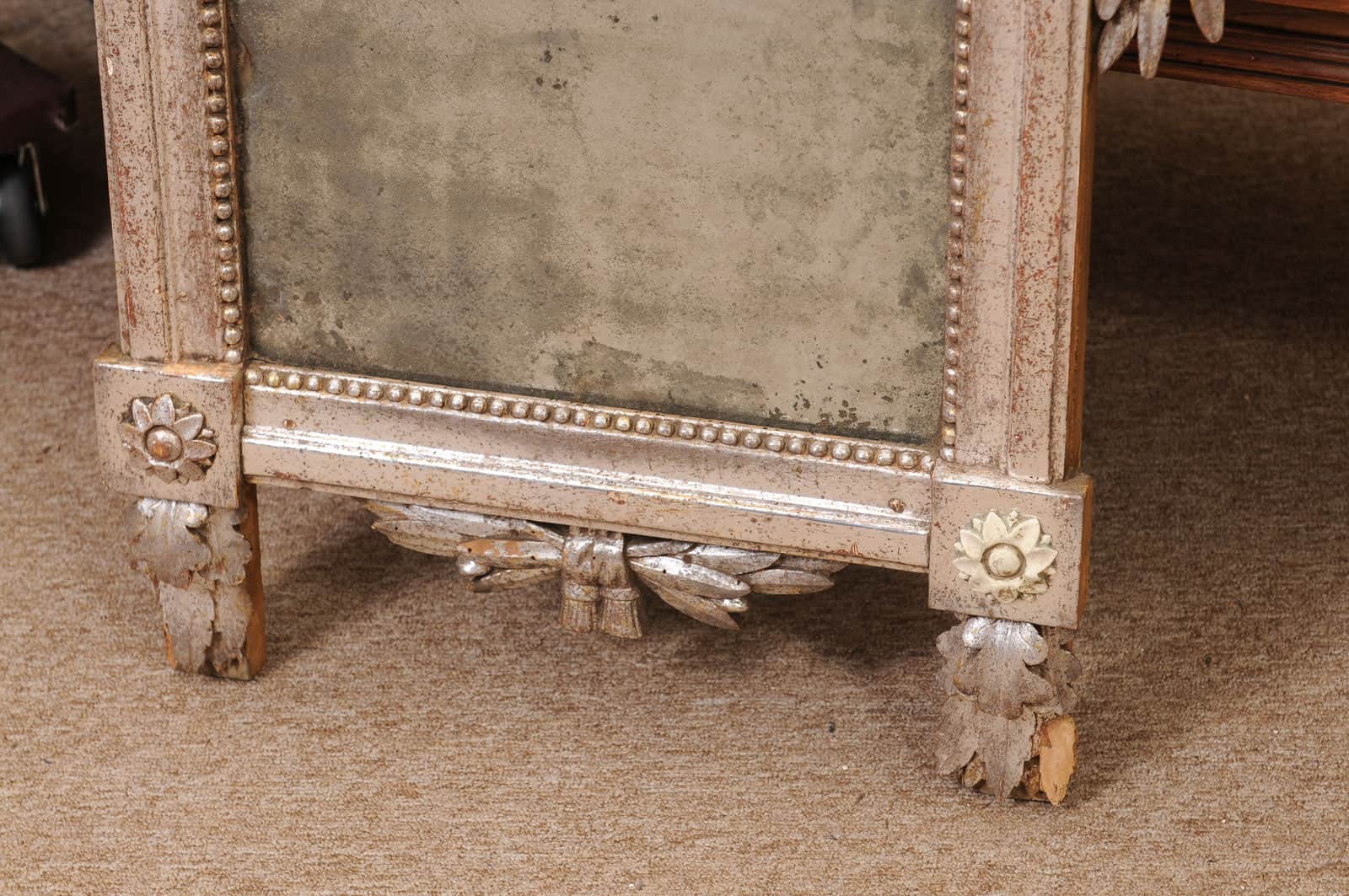Late 18th Century French Louis XVI Silver Giltwood Mirror - Image 8