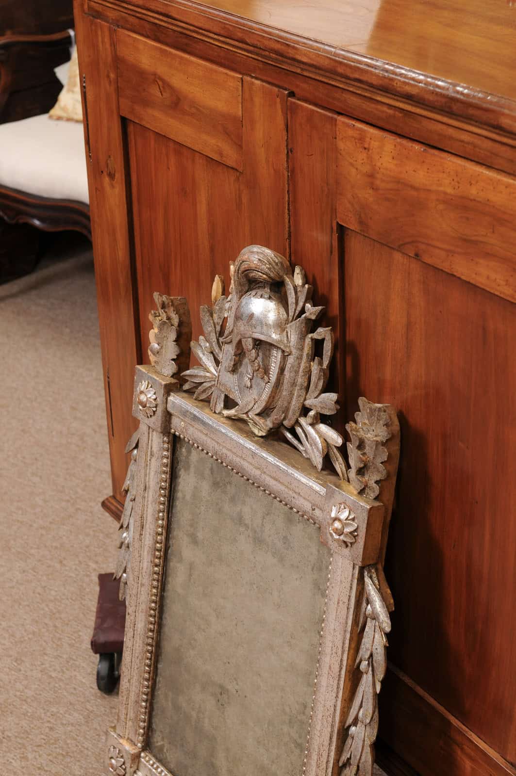 Late 18th Century French Louis XVI Silver Giltwood Mirror - Image 9