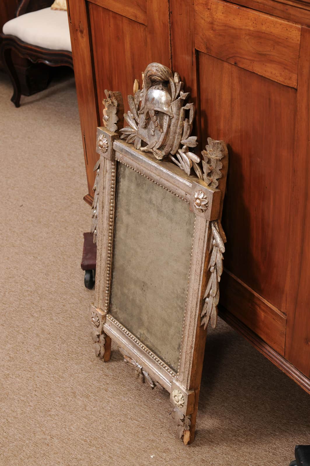 Late 18th Century French Louis XVI Silver Giltwood Mirror - Image 10