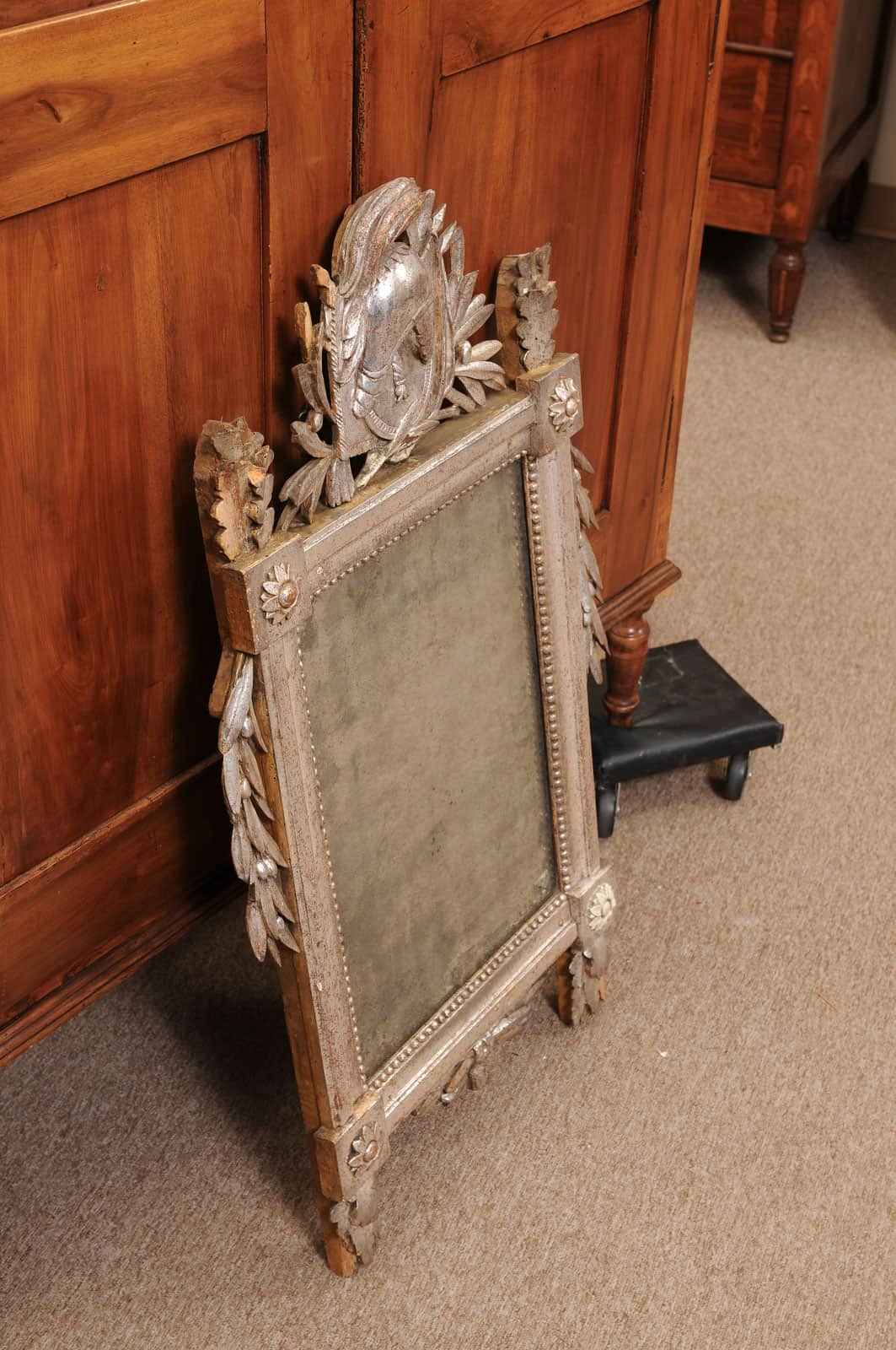 Late 18th Century French Louis XVI Silver Giltwood Mirror - Image 11
