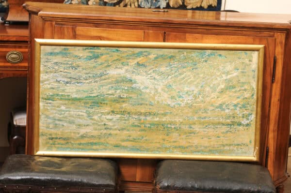 Mid Century French Giltwood Framed Oil on Board Abstract Painting - Image 3