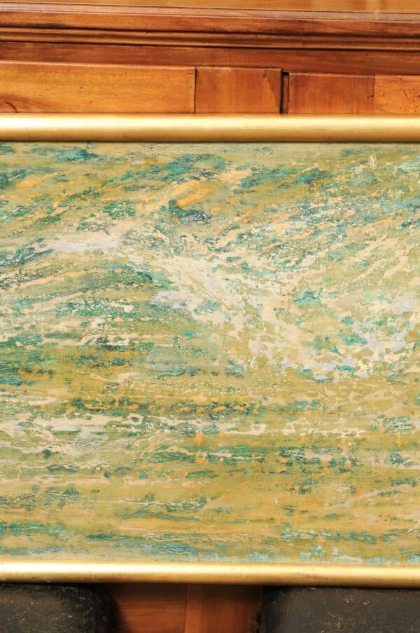 Mid Century French Giltwood Framed Oil on Board Abstract Painting - Image 7