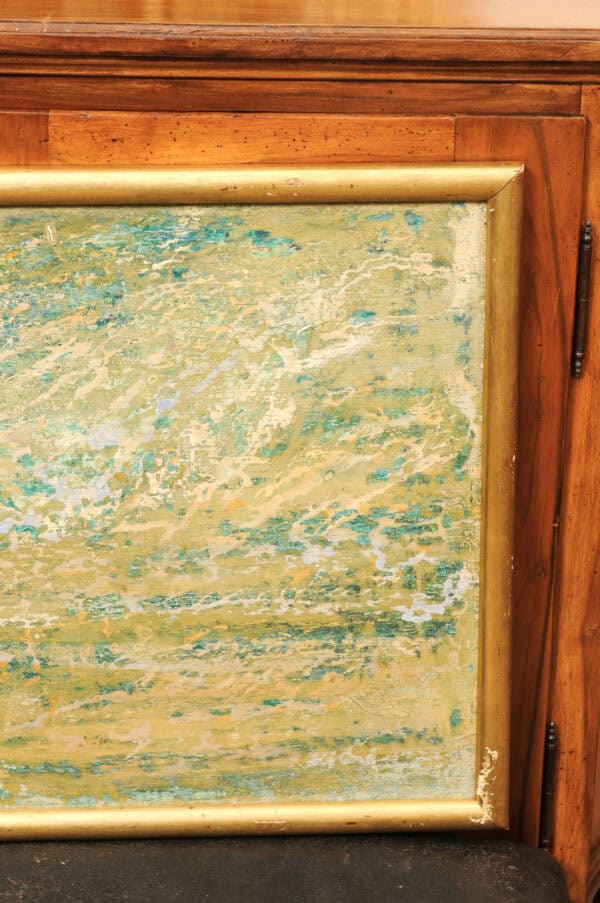 Mid Century French Giltwood Framed Oil on Board Abstract Painting - Image 8