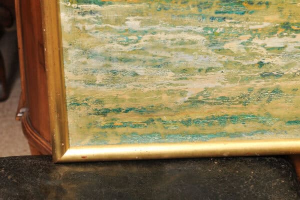 Mid Century French Giltwood Framed Oil on Board Abstract Painting - Image 11