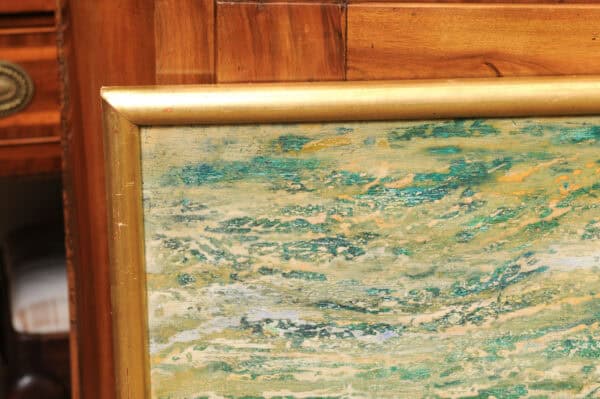 Mid Century French Giltwood Framed Oil on Board Abstract Painting - Image 12