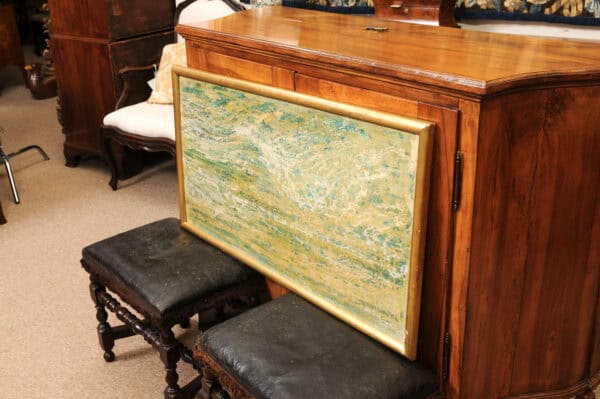 Mid Century French Giltwood Framed Oil on Board Abstract Painting - Image 14