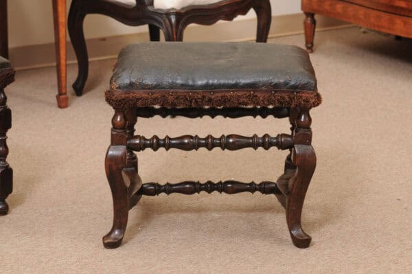 Pair of 19th Century Italian Baroque Style Walnut Benches with Leather Upholstery - Image 5