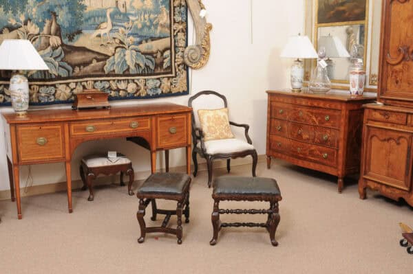 Pair of 19th Century Italian Baroque Style Walnut Benches with Leather Upholstery - Image 7
