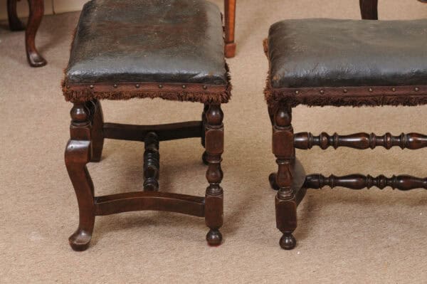Pair of 19th Century Italian Baroque Style Walnut Benches with Leather Upholstery - Image 13