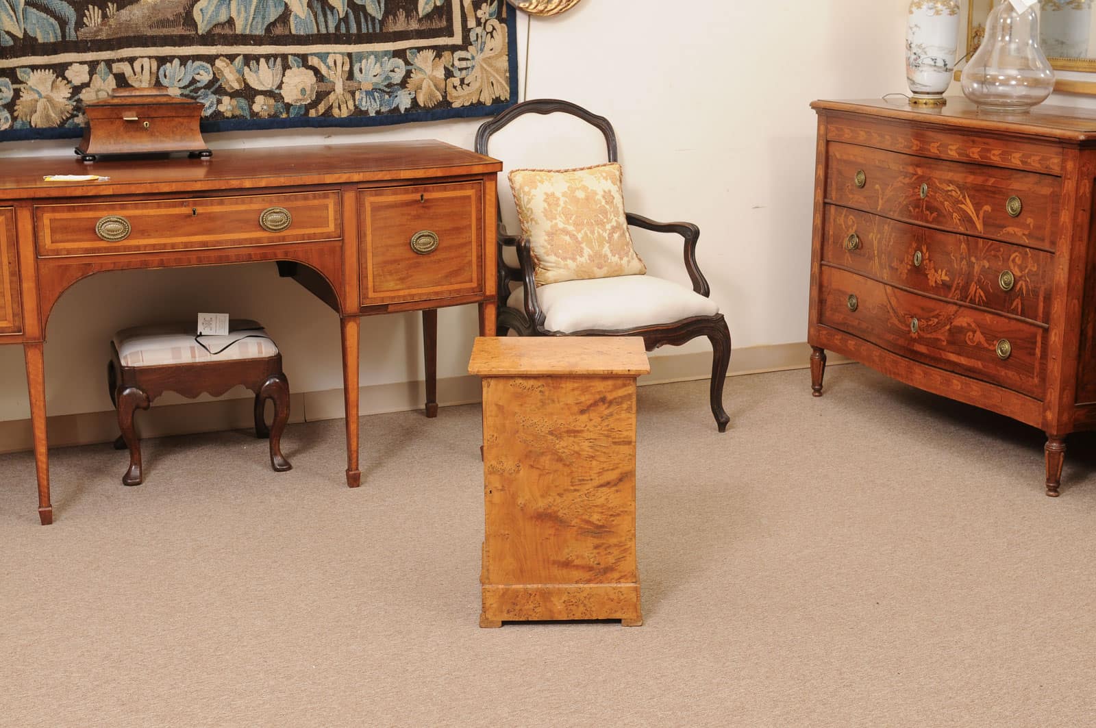 19th Century French Charles X Burled Elm Bedside Cabinet - Image 7