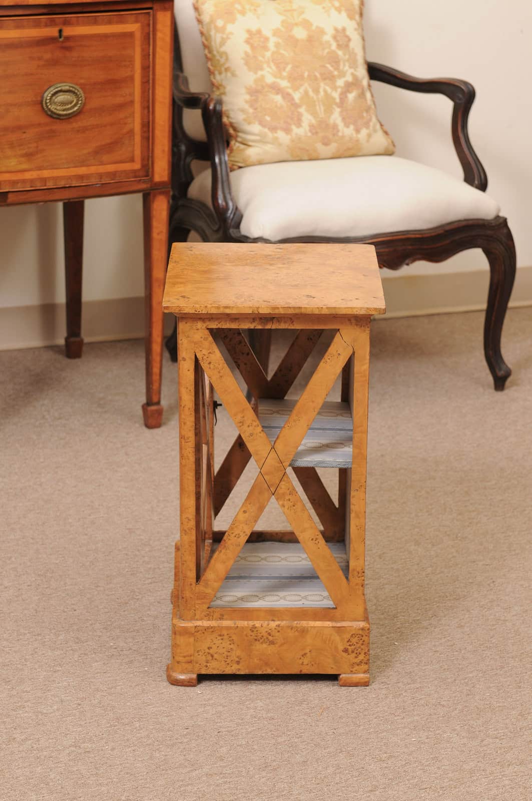 19th Century French Charles X Burled Elm Bedside Cabinet - Image 9