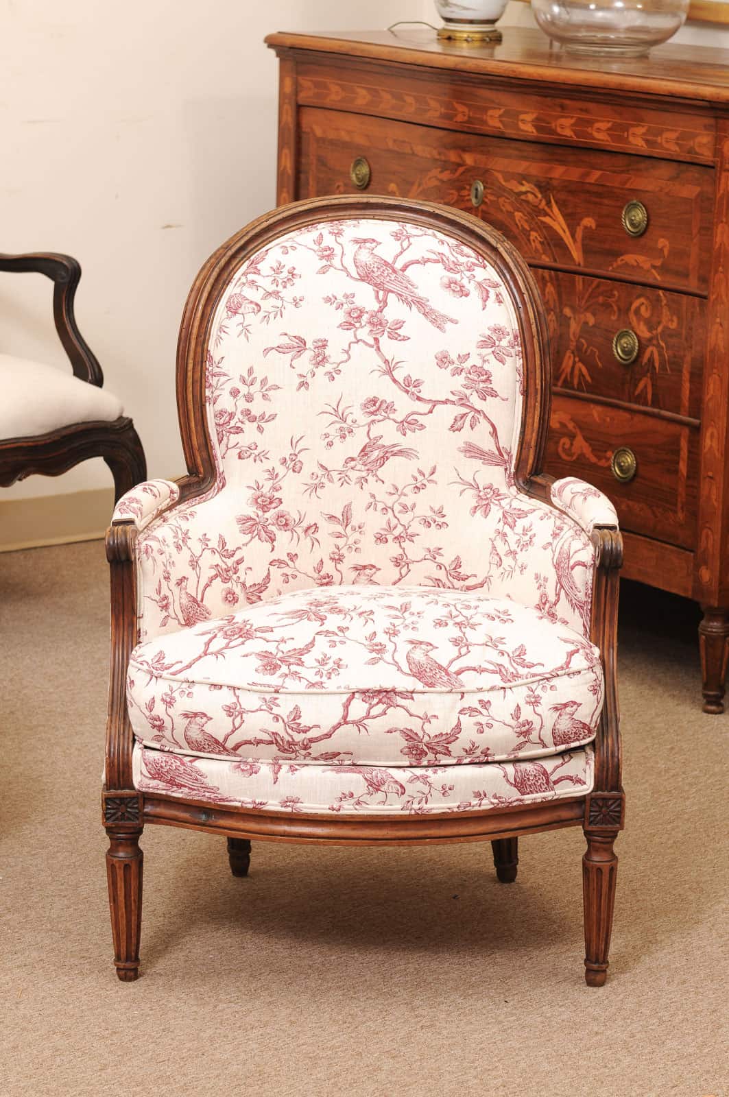 Pair of 18th Century French Louis XVI Walnut Bergeres ca. 1780 - Image 5