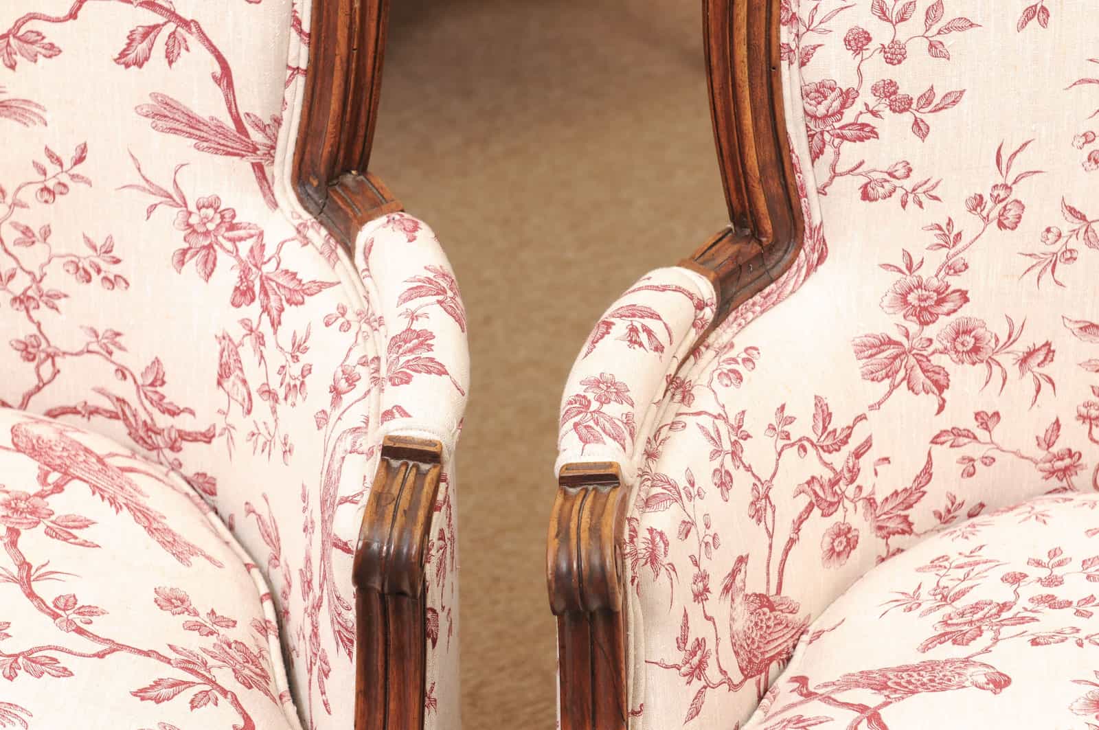 Pair of 18th Century French Louis XVI Walnut Bergeres ca. 1780 - Image 13