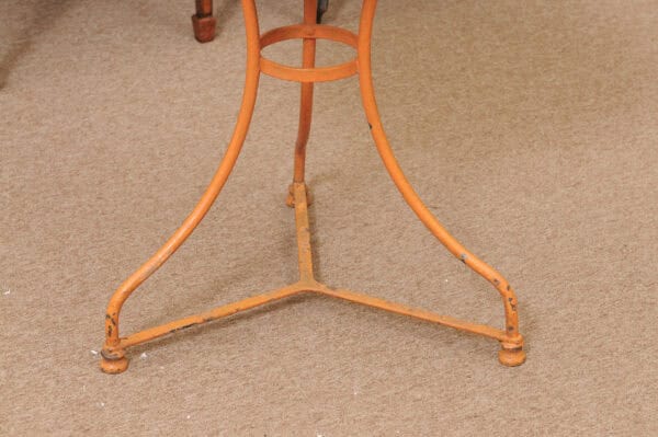 Orange Painted Iron Bistro Table with Mosaic Ceramic Top, France ca. 1900 - Image 4