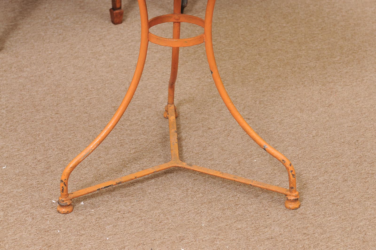 Orange Painted Iron Bistro Table with Mosaic Ceramic Top, France ca. 1900 - Image 4