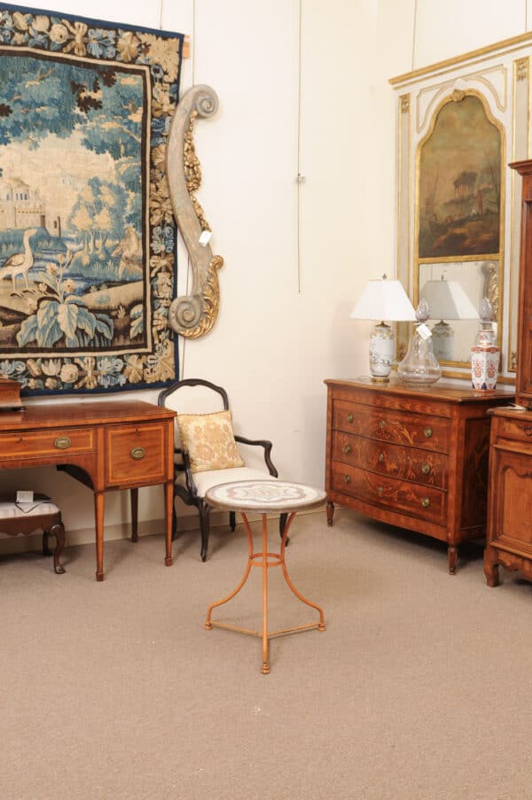 Orange Painted Iron Bistro Table with Mosaic Ceramic Top, France ca. 1900 - Image 8