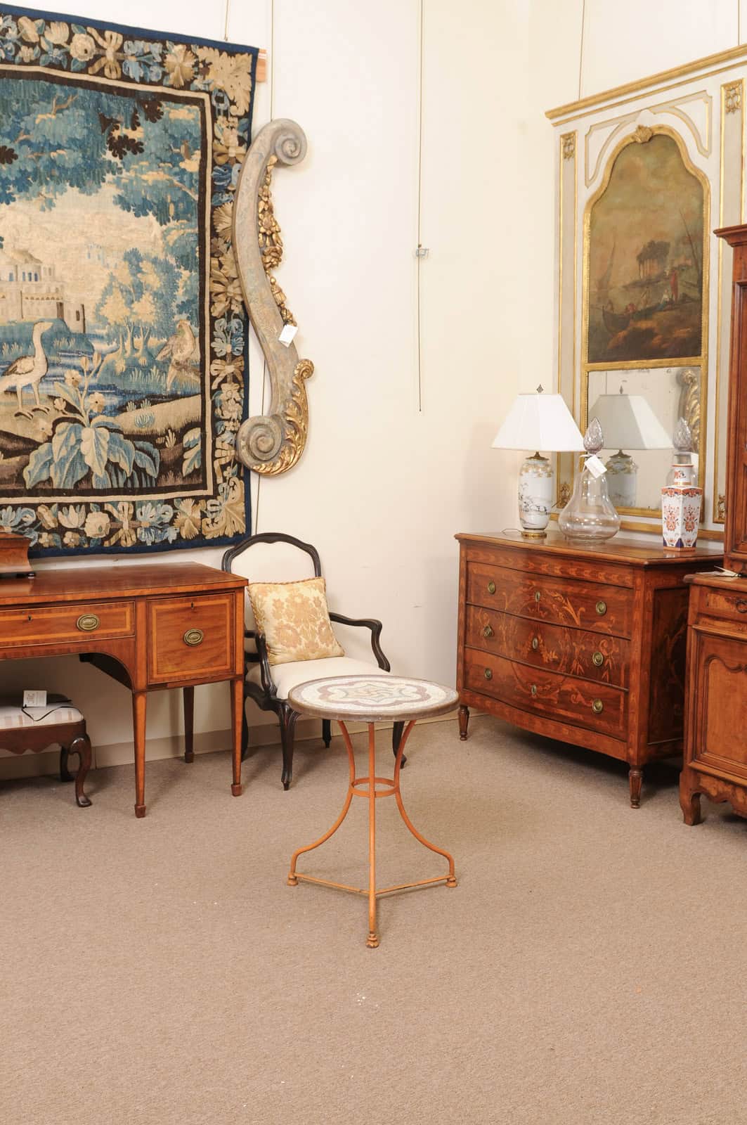 Orange Painted Iron Bistro Table with Mosaic Ceramic Top, France ca. 1900 - Image 8