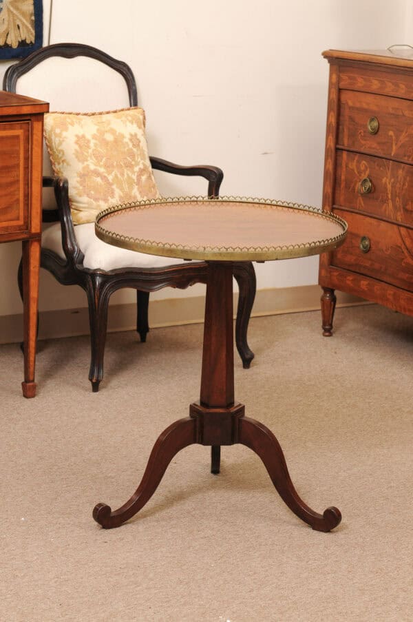 Late 18th Century French Mahogany Louis XVI Tilt Top Gueridon with Brass Gallery - Image 3