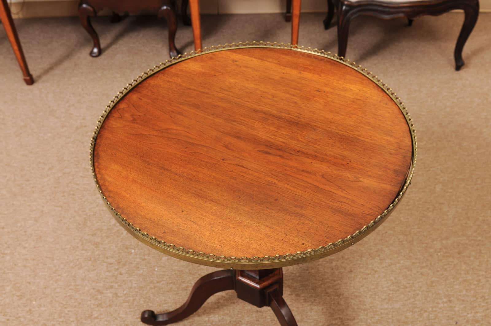 Late 18th Century French Mahogany Louis XVI Tilt Top Gueridon with Brass Gallery - Image 5