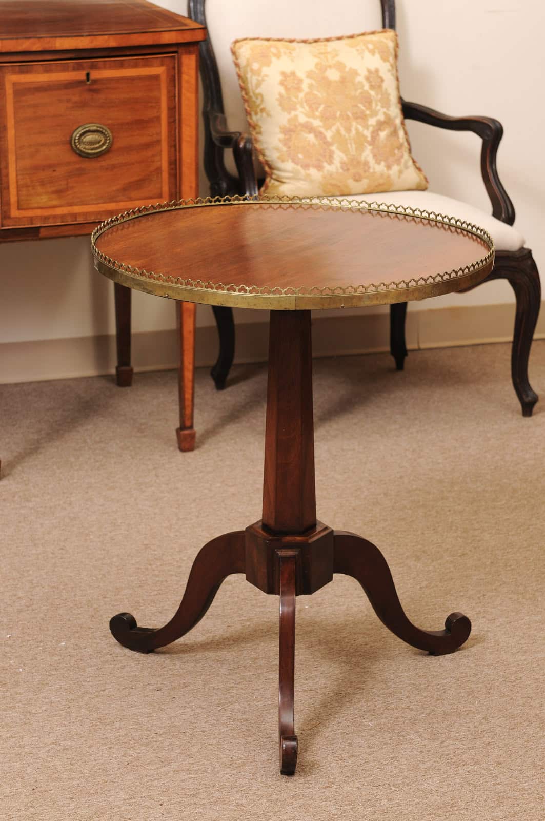 Late 18th Century French Mahogany Louis XVI Tilt Top Gueridon with Brass Gallery - Image 6