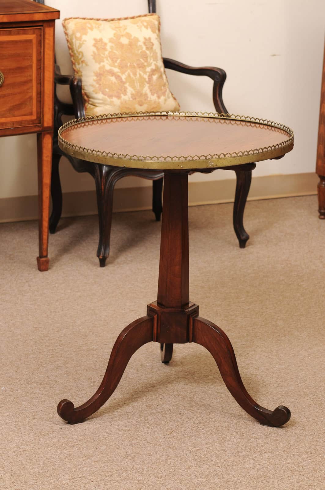 Late 18th Century French Mahogany Louis XVI Tilt Top Gueridon with Brass Gallery - Image 9