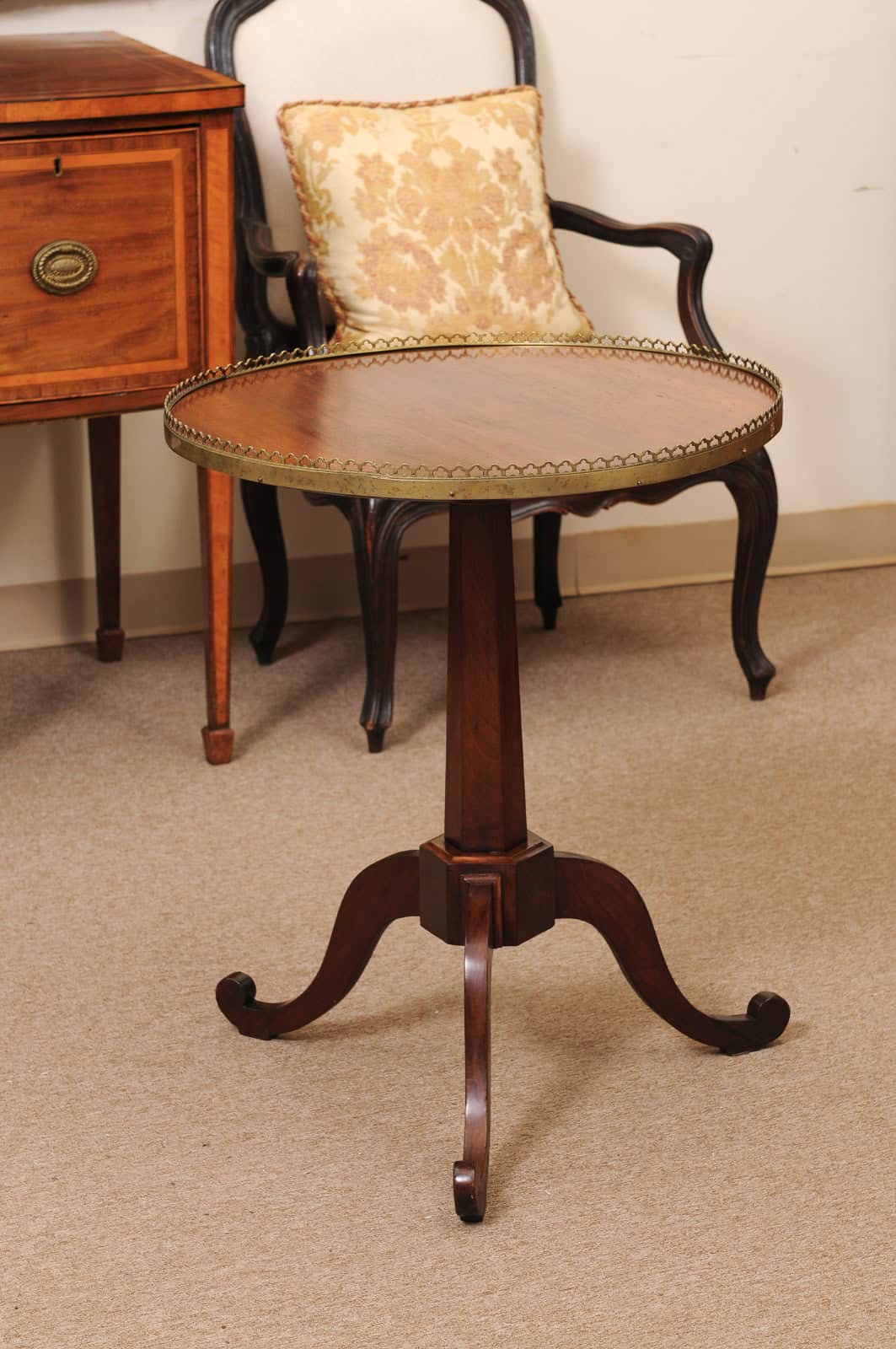 Late 18th Century French Mahogany Louis XVI Tilt Top Gueridon with Brass Gallery - Image 10