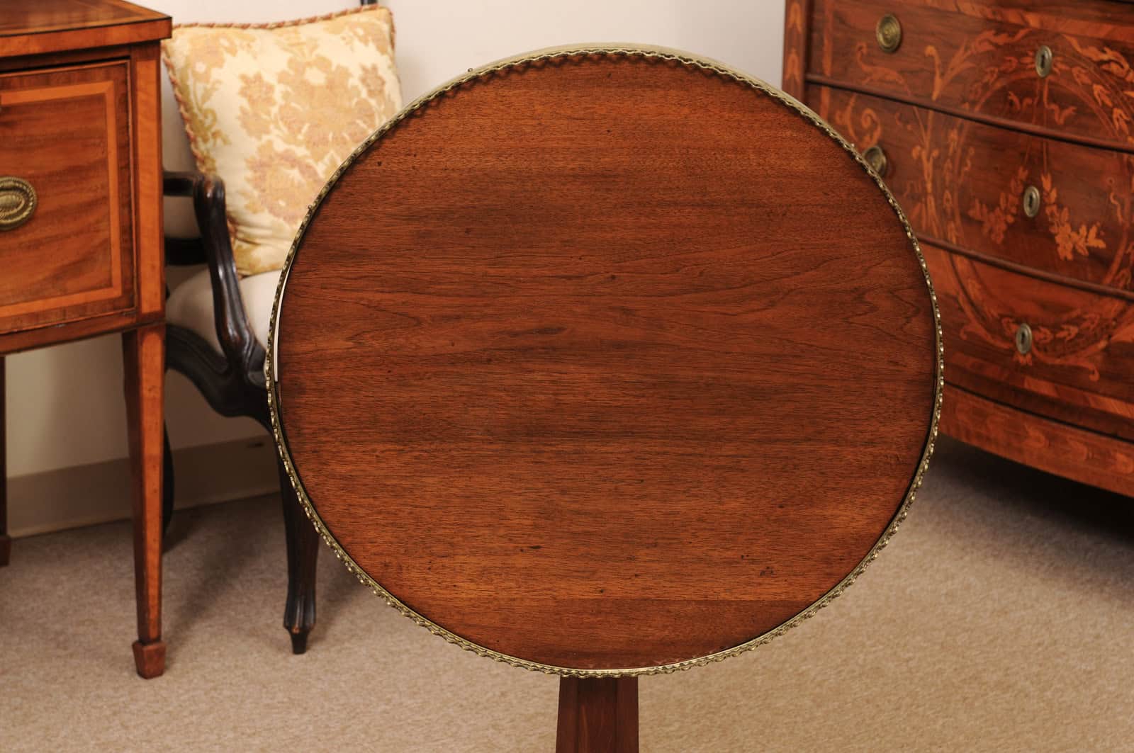 Late 18th Century French Mahogany Louis XVI Tilt Top Gueridon with Brass Gallery - Image 13