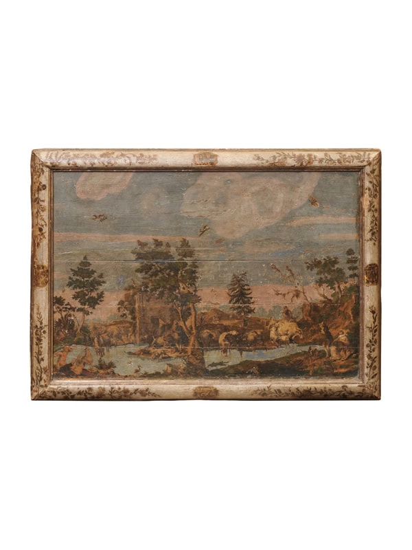 Framed Arte Povera Landscape, 18th Century, France