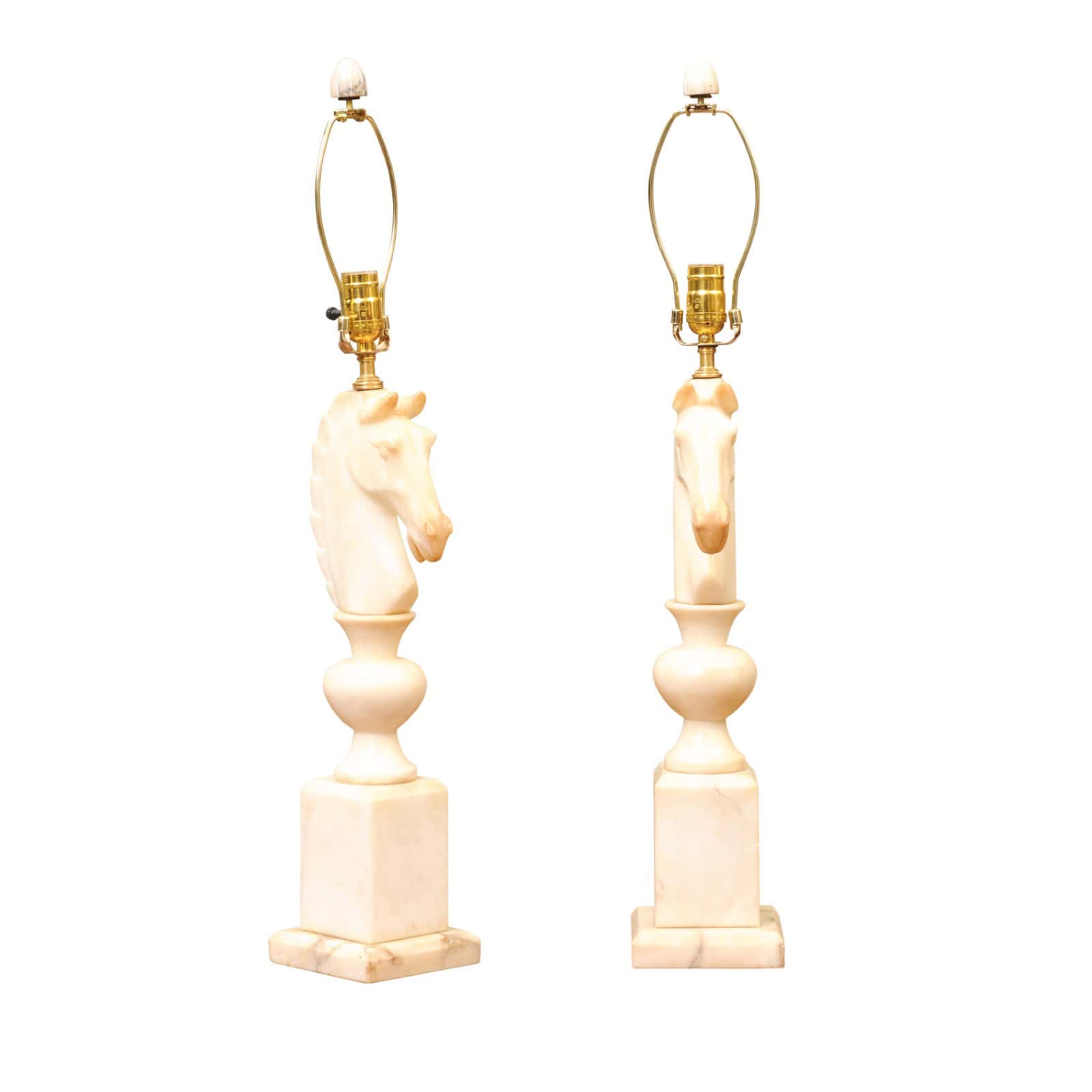 Pair of Italian Alabaster Carved Horse Heads, 20th Century - Image 2