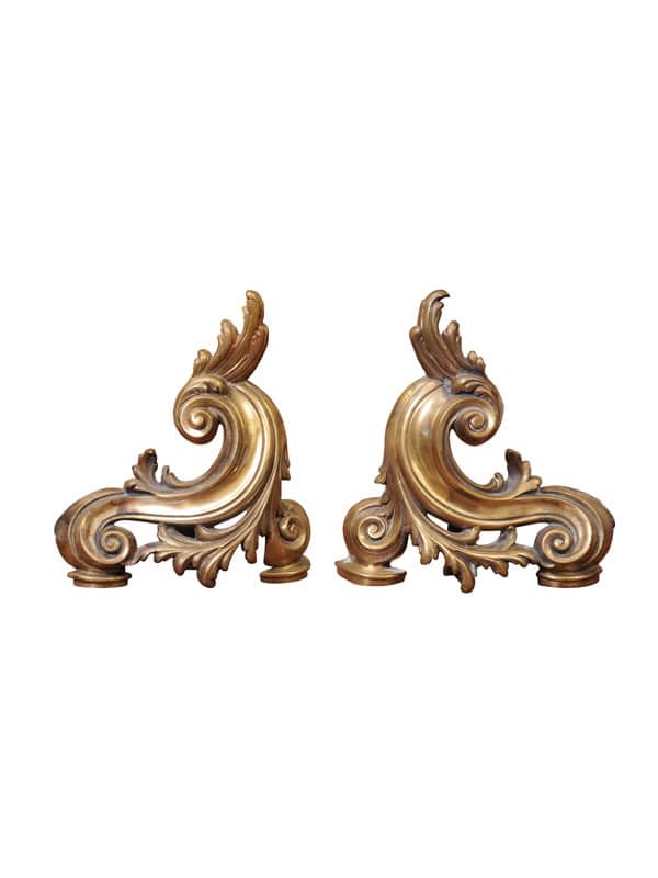 Pair of French Louis XV Style Bronze Chenet ,19th Century