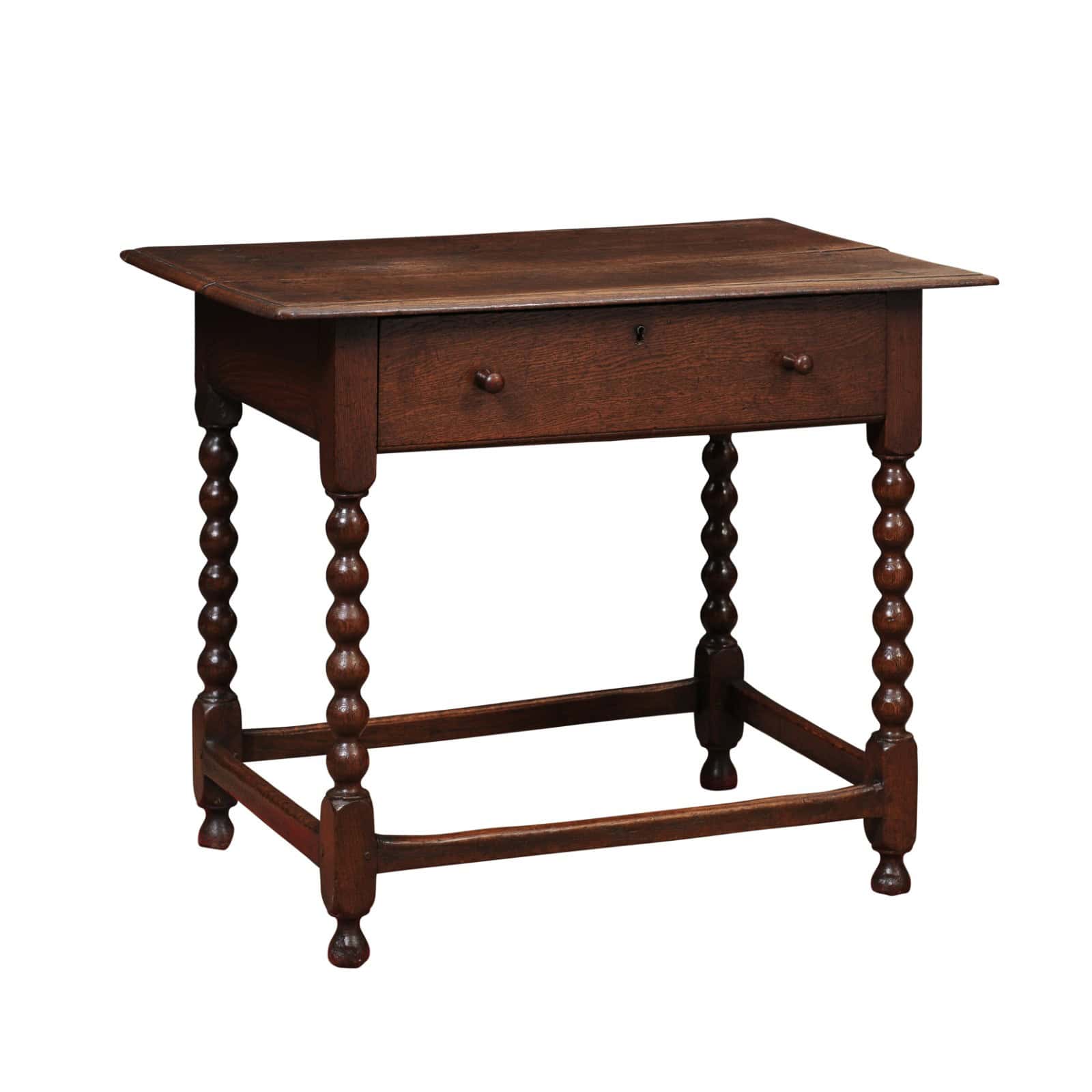 English 18th Century Oak Side Table with Bobbin Turned Legs - Image 2