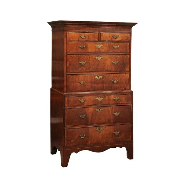English Early 18th Century Walnut Chest on Chest with String Inlay - Image 2